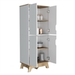 FM FURNITURE Zurich Engineered Wood Double Kitchen Pantry in Light Oak/White