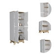 FM FURNITURE Zurich Engineered Wood Double Kitchen Pantry in Light Oak/White