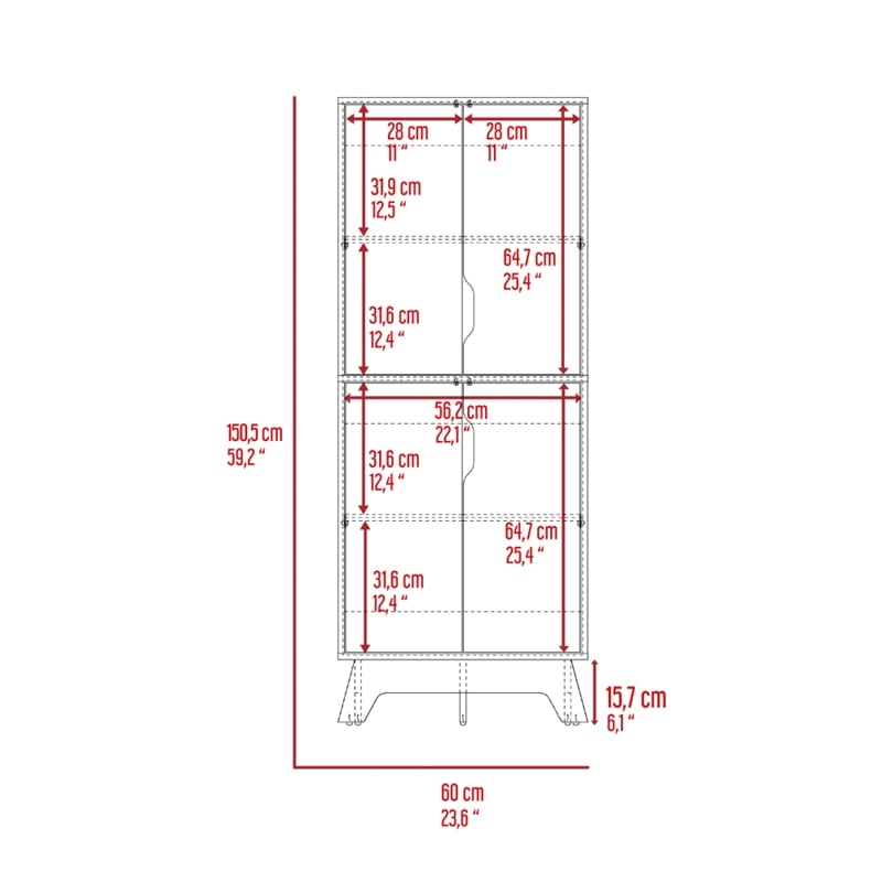 FM FURNITURE Zurich Engineered Wood Double Kitchen Pantry in Light Oak/White