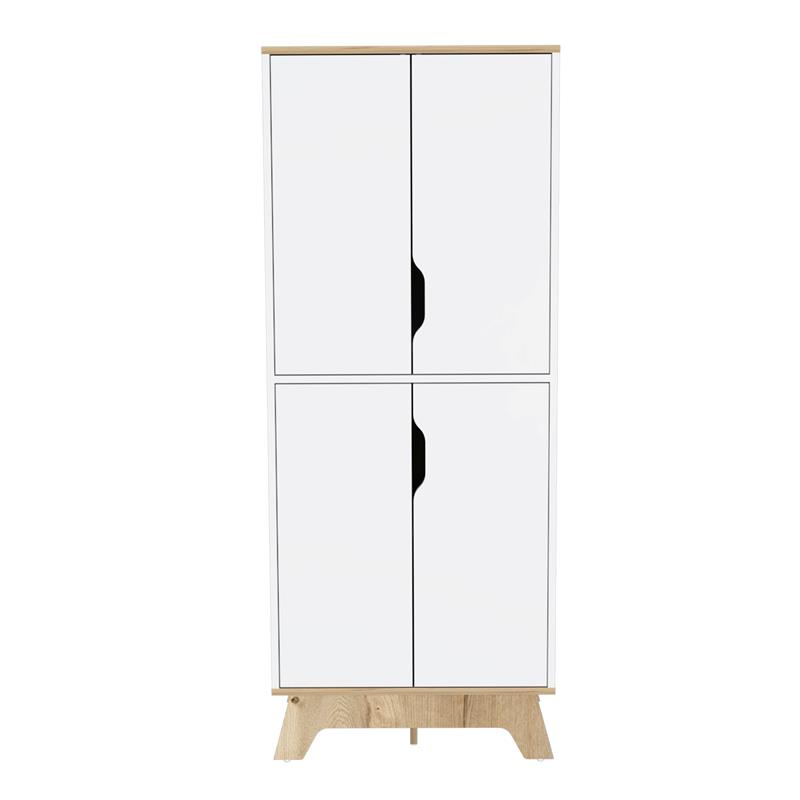FM FURNITURE Zurich Engineered Wood Double Kitchen Pantry in Light Oak/White