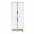 FM FURNITURE Zurich Engineered Wood Double Kitchen Pantry in Light Oak/White
