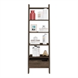 FM FURNITURE Hamburg Engineered Wood Ladder Bookcase in Dark Brown