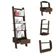 FM FURNITURE Hamburg Engineered Wood Ladder Bookcase in Dark Brown