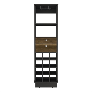 fm furniture hype bar cabinet black wengue-walnut engineered wood