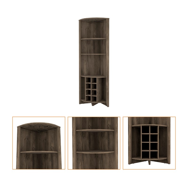 FM FURNITURE Bouvet Corner Bar Cabinet Engineered Wood Dark Brown