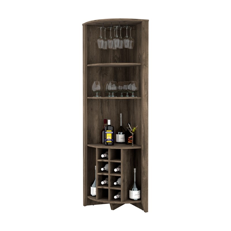 FM FURNITURE Bouvet Corner Bar Cabinet Engineered Wood Dark Brown