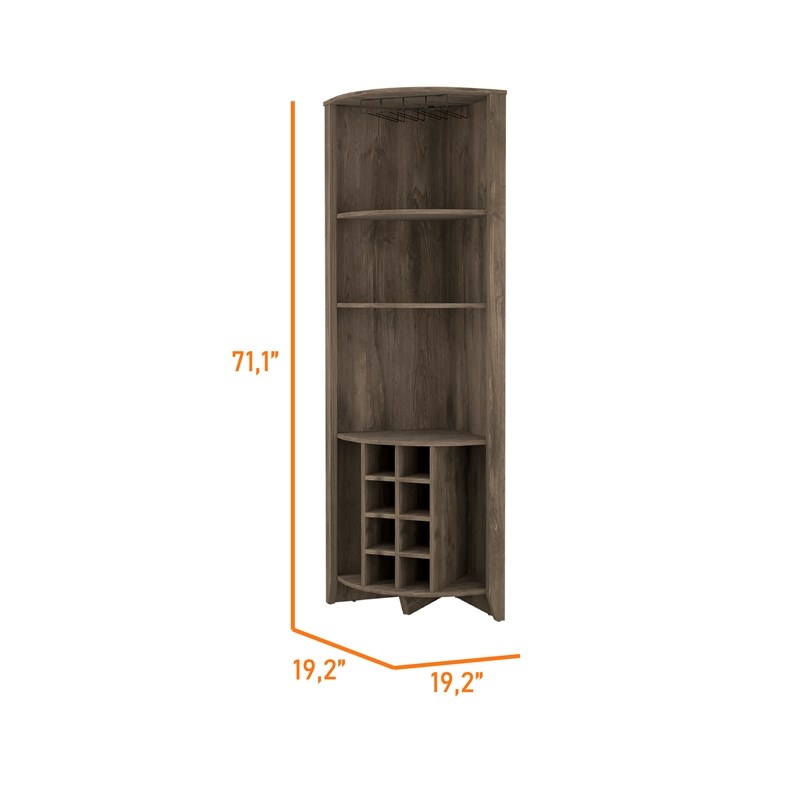 FM FURNITURE Bouvet Corner Bar Cabinet Engineered Wood Dark Brown