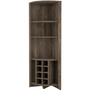 fm furniture bouvet corner bar cabinet  dark brown engineered wood