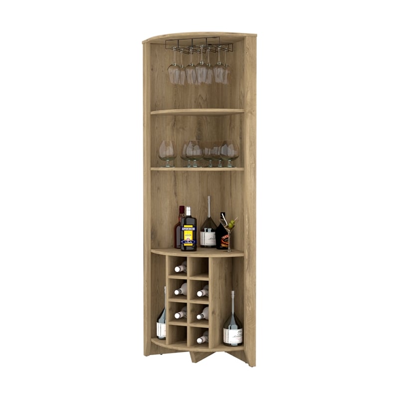 FM FURNITURE Bouvet Corner Bar Cabinet Engineered Wood Macadamia