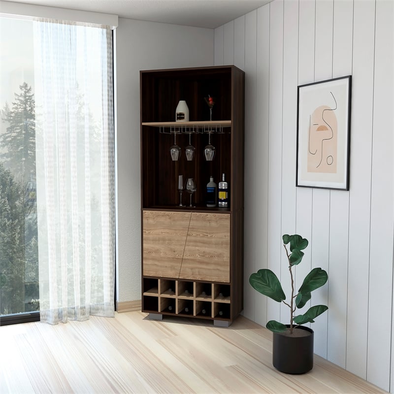 FM FURNITURE Bahamas Corner Bar Engineered Wood Dark Oak / Pine