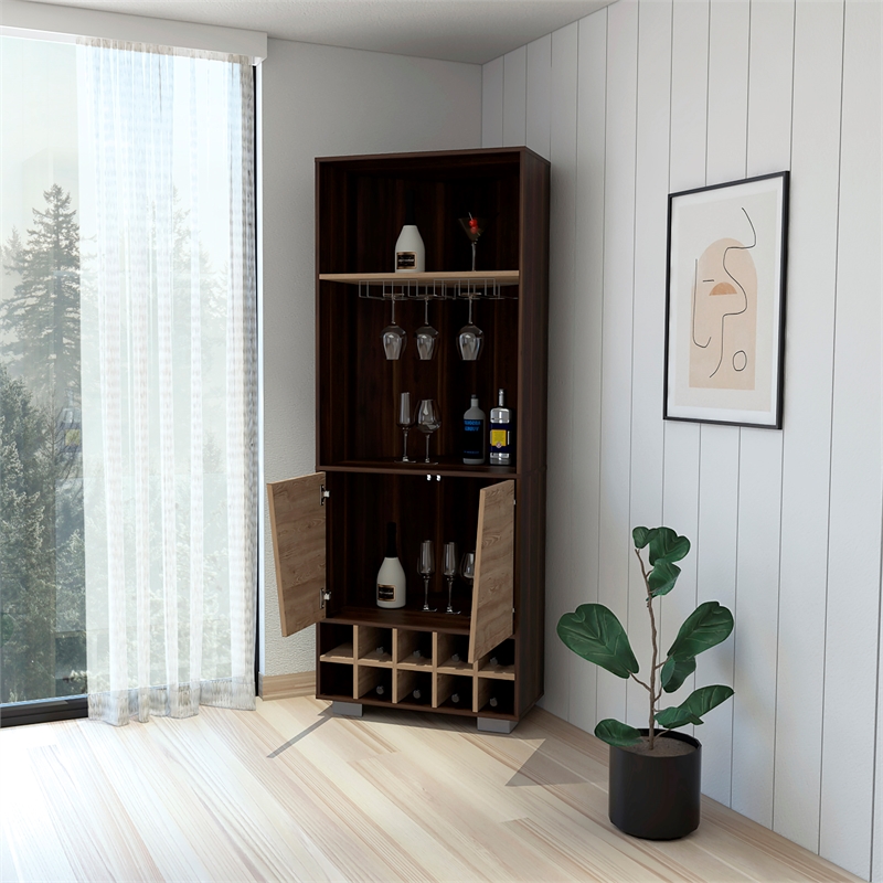 FM FURNITURE Bahamas Corner Bar Engineered Wood Dark Oak / Pine