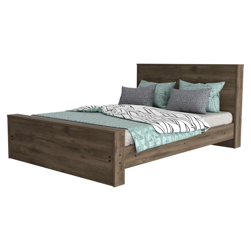 FM FURNITURE Braga Full Size Bed Frame Dark Brown Engineered Wood