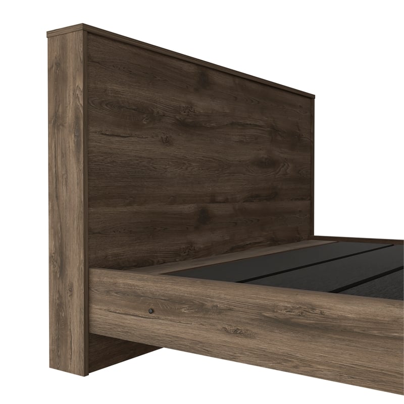 FM FURNITURE Braga Full Size Bed Frame Dark Brown Engineered Wood