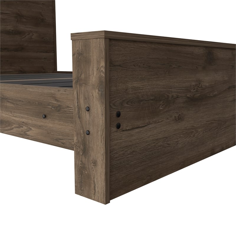 FM FURNITURE Braga Full Size Bed Frame Dark Brown Engineered Wood