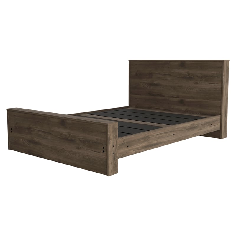 FM FURNITURE Braga Full Size Bed Frame Dark Brown Engineered Wood