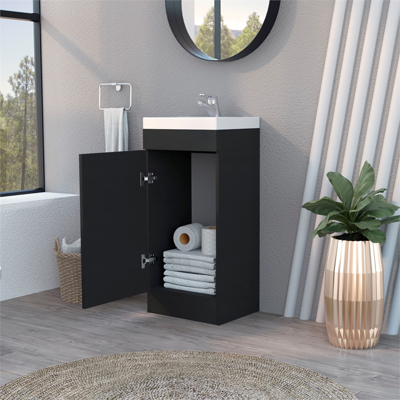 FM FURNITURE Toledo Bathroom Vanity 1 Door Engineered Wood Black