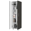 FM FURNITURE Norway Broom Closet Pantry Black Wengue / White Engineered Wood
