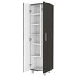 FM FURNITURE Norway Broom Closet Pantry Black Wengue / White Engineered Wood