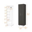 FM FURNITURE Norway Broom Closet Pantry Black Wengue / White Engineered Wood