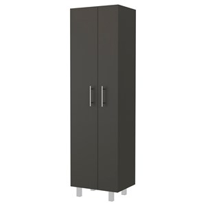 FM FURNITURE Norway Broom Closet Pantry Black Wengue / White Engineered Wood