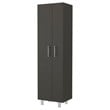 FM FURNITURE Norway Broom Closet Pantry Black Wengue / White Engineered Wood