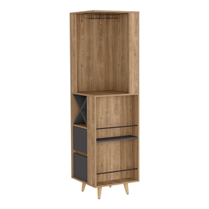 fm furniture ziton corner bar cabinet  pine / matt grey engineered wood
