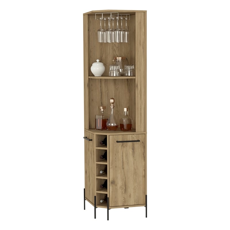 FM FURNITURE Reese Corner Bar Cabinet Engineered Wood Beige