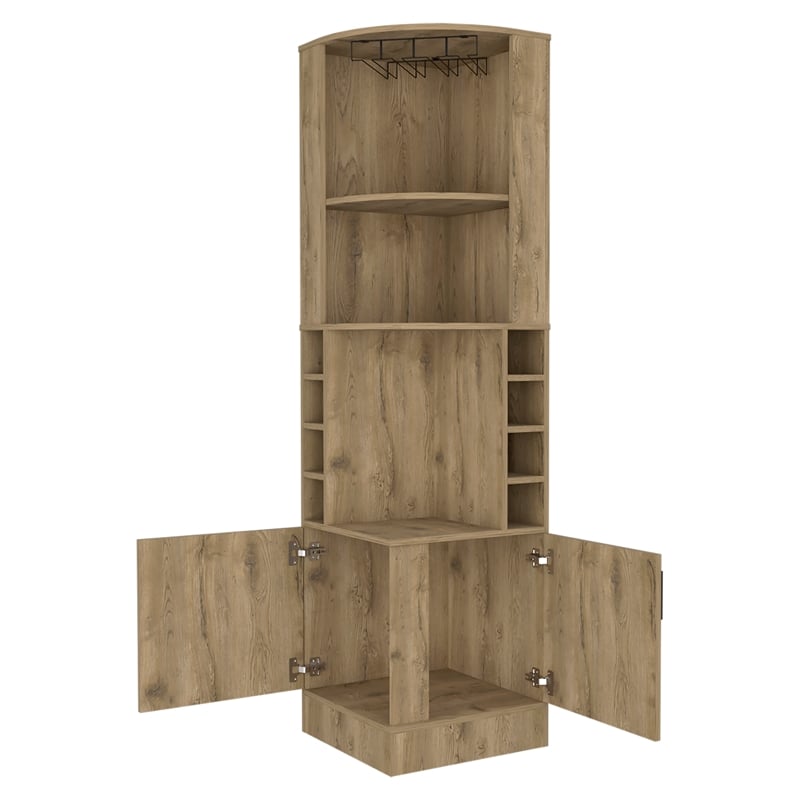 FM FURNITURE Seattle Corner Bar Cabinet Macadamia (beige) Engineered Wood
