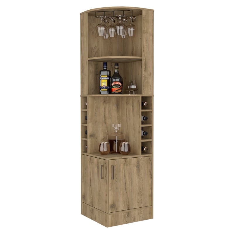 FM FURNITURE Seattle Corner Bar Cabinet Macadamia (beige) Engineered Wood