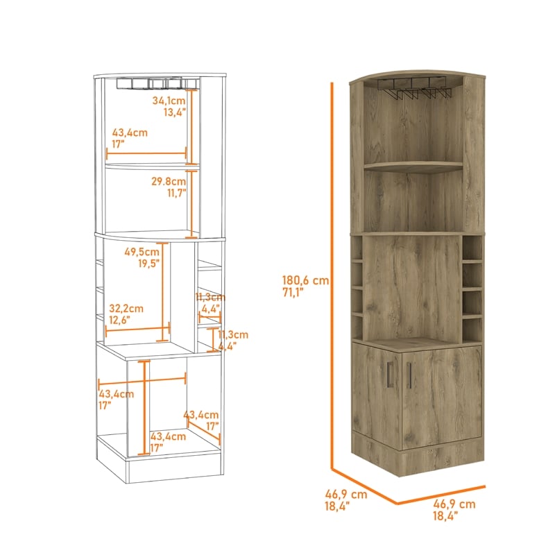 FM FURNITURE Seattle Corner Bar Cabinet Macadamia (beige) Engineered Wood