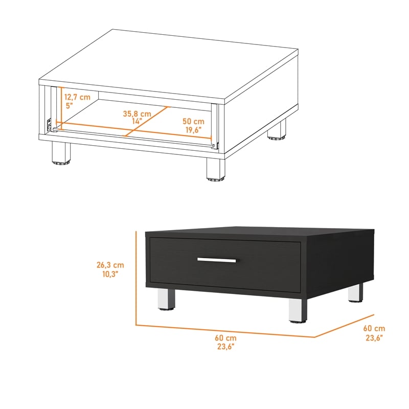 FM FURNITURE Kabul Coffee Table Black Wengue Engineered Wood