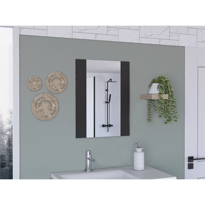 FM FURNITURE Mirror Praia Black Wengue With Engineered Wood Frame
