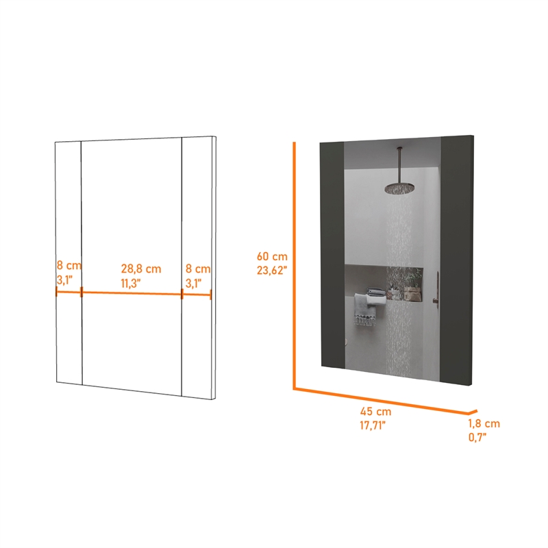 FM FURNITURE Mirror Praia Black Wengue With Engineered Wood Frame