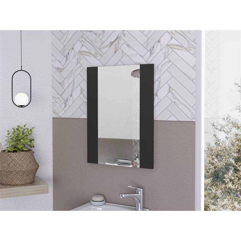 FM FURNITURE Mirror Praia Black Wengue With Engineered Wood Frame