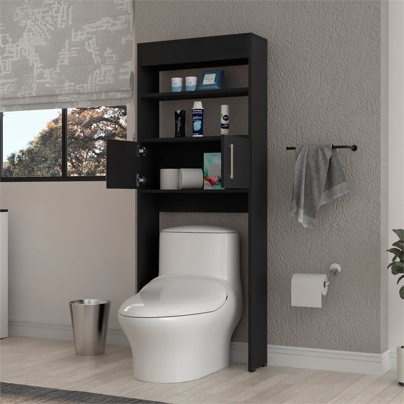 FM FURNITURE Valencia Over The Toilet Cabinet Engineered Wood Black Wengue