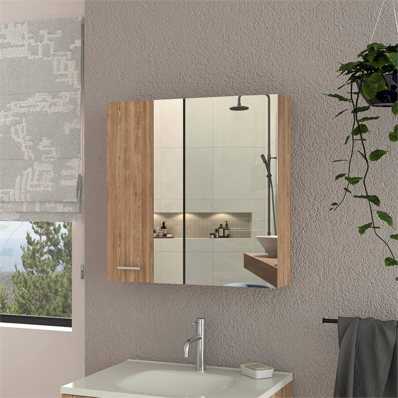 FM FURNITURE Kenya Medicine Cabinet Engineered Wood Pine (Beige)