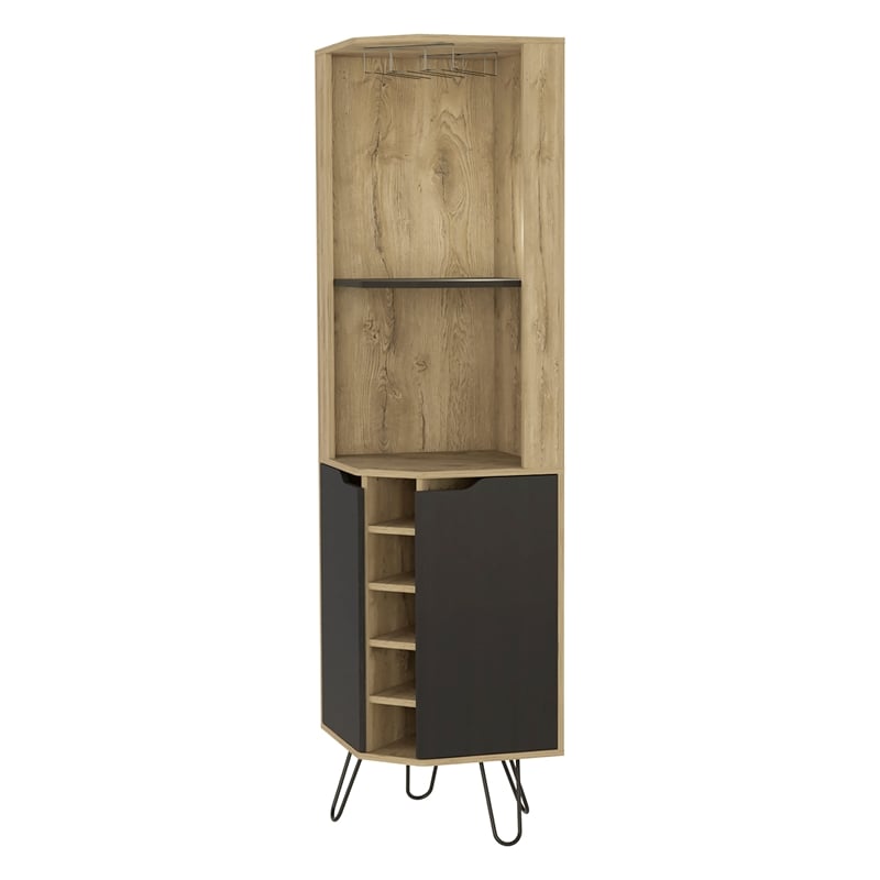 FM FURNITURE Grace Bar Cabinet with Shelves Engineered Wood Beige