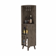 FM FURNITURE Quinn Corner Bar Cabinet Engineered Wood Dark Brown