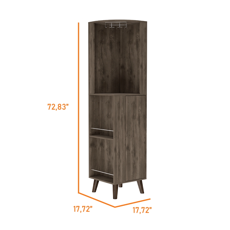 FM FURNITURE Quinn Corner Bar Cabinet Engineered Wood Dark Brown