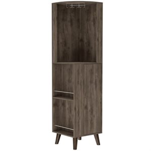 fm furniture quinn corner bar cabinet dark brown engineered wood