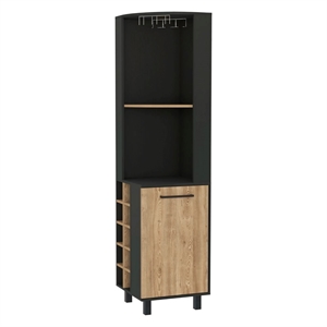 fm furniture leah corner bar cabinet  black wengue / pine engineered wood
