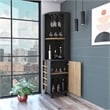 FM FURNITURE Leah Corner Bar Cabinet Engineered Wood Black Wengue / Pine