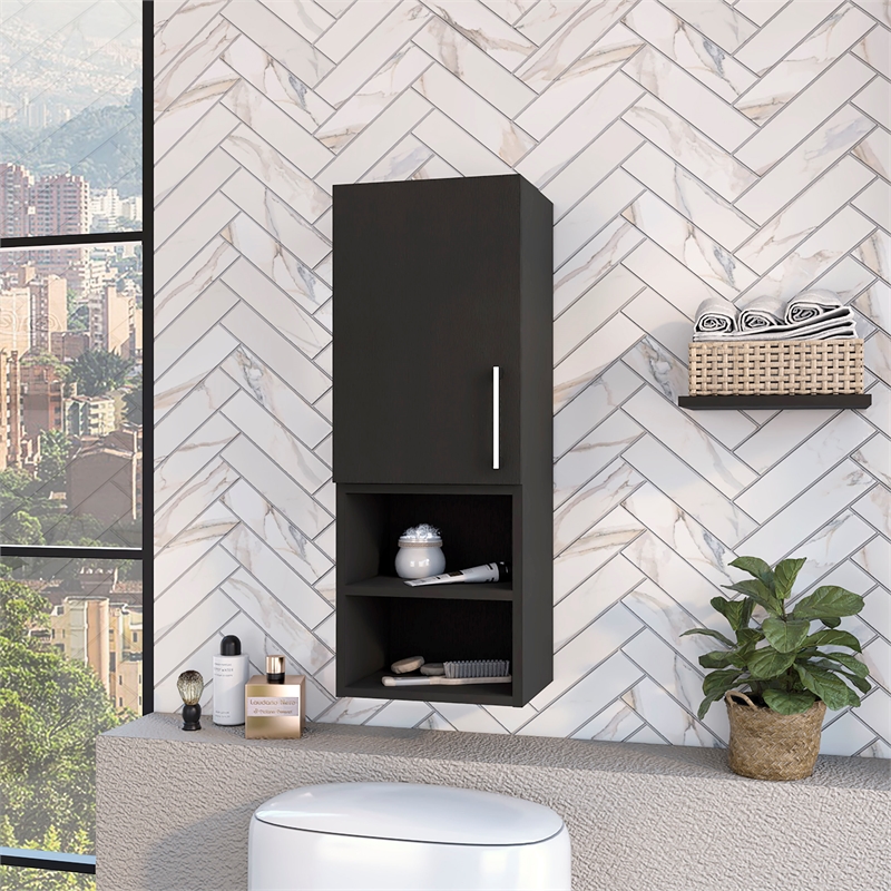 FM FURNITURE Praia Medicine Cabinet Engineered Wood Black Wengue