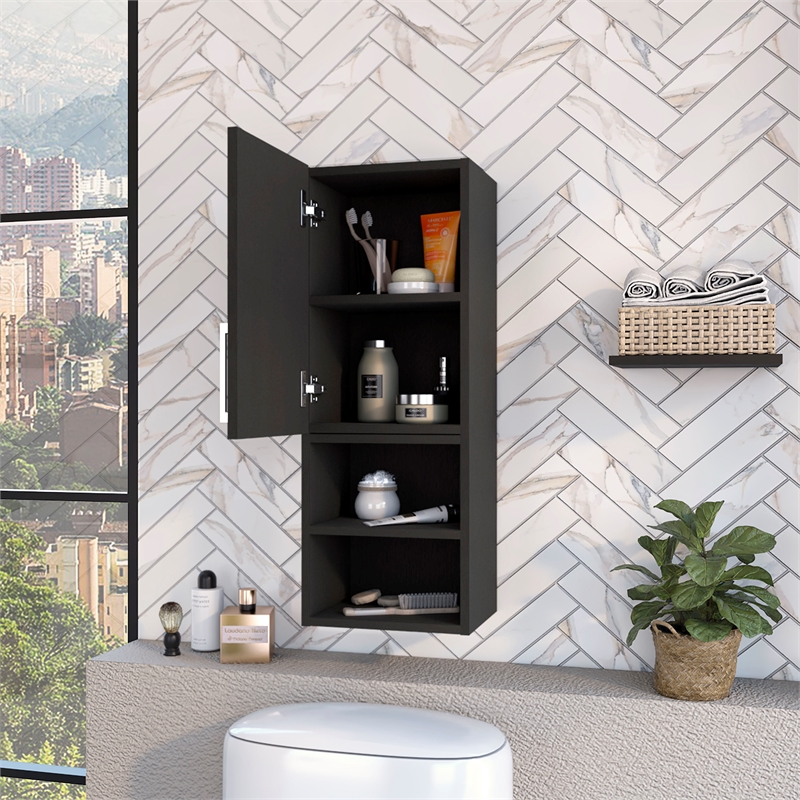 FM FURNITURE Praia Medicine Cabinet Engineered Wood Black Wengue