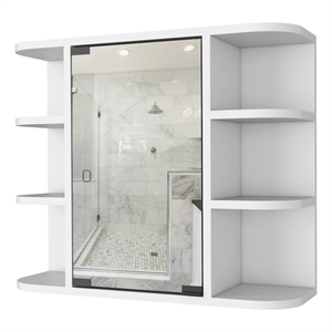 FM FURNITURE 24&quotW Valdez Engineered Wood Medicine Cabinet with Mirror in White