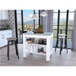 FM FURNITURE Brooklyn 3-Shelf Engineered Wood Kitchen Island White / Ibiza