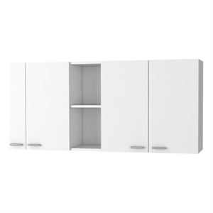 FM FURNITURE Winslow Wall Cabinet Four Doors Engineered Wood White