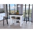 FM FURNITURE Brooklyn 3-Shelf Modern Engineered Wood Kitchen Island White