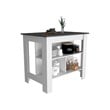 FM FURNITURE Brooklyn 3-Shelf Modern Engineered Wood Kitchen Island White