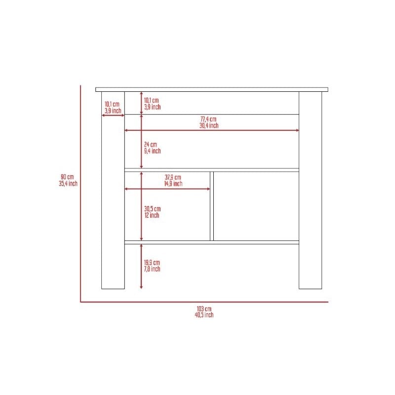 FM FURNITURE Brooklyn 3-Shelf Modern Engineered Wood Kitchen Island White